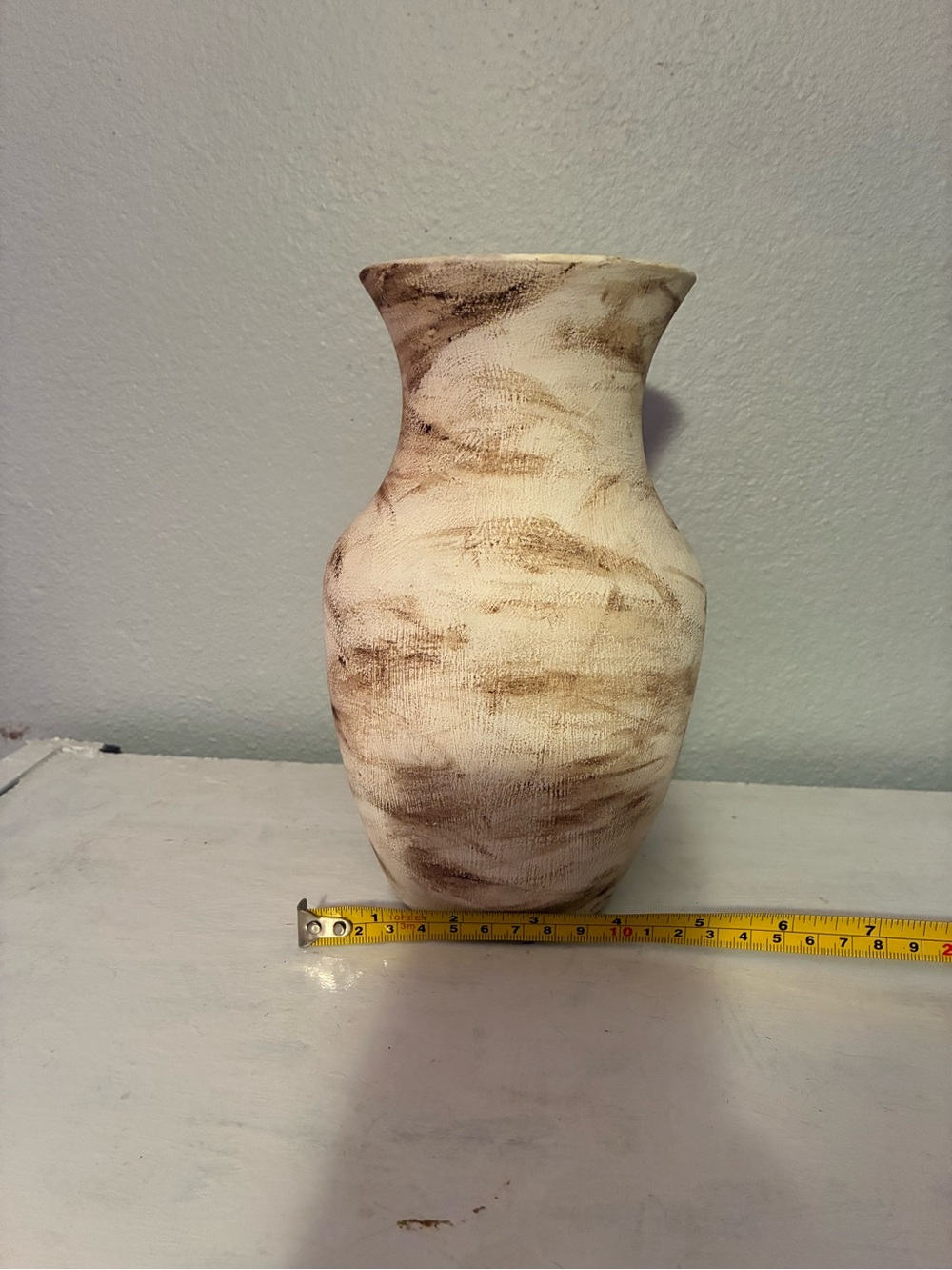 Textured Ceramic Vase in Cream and Brown - Picture 4 of 5